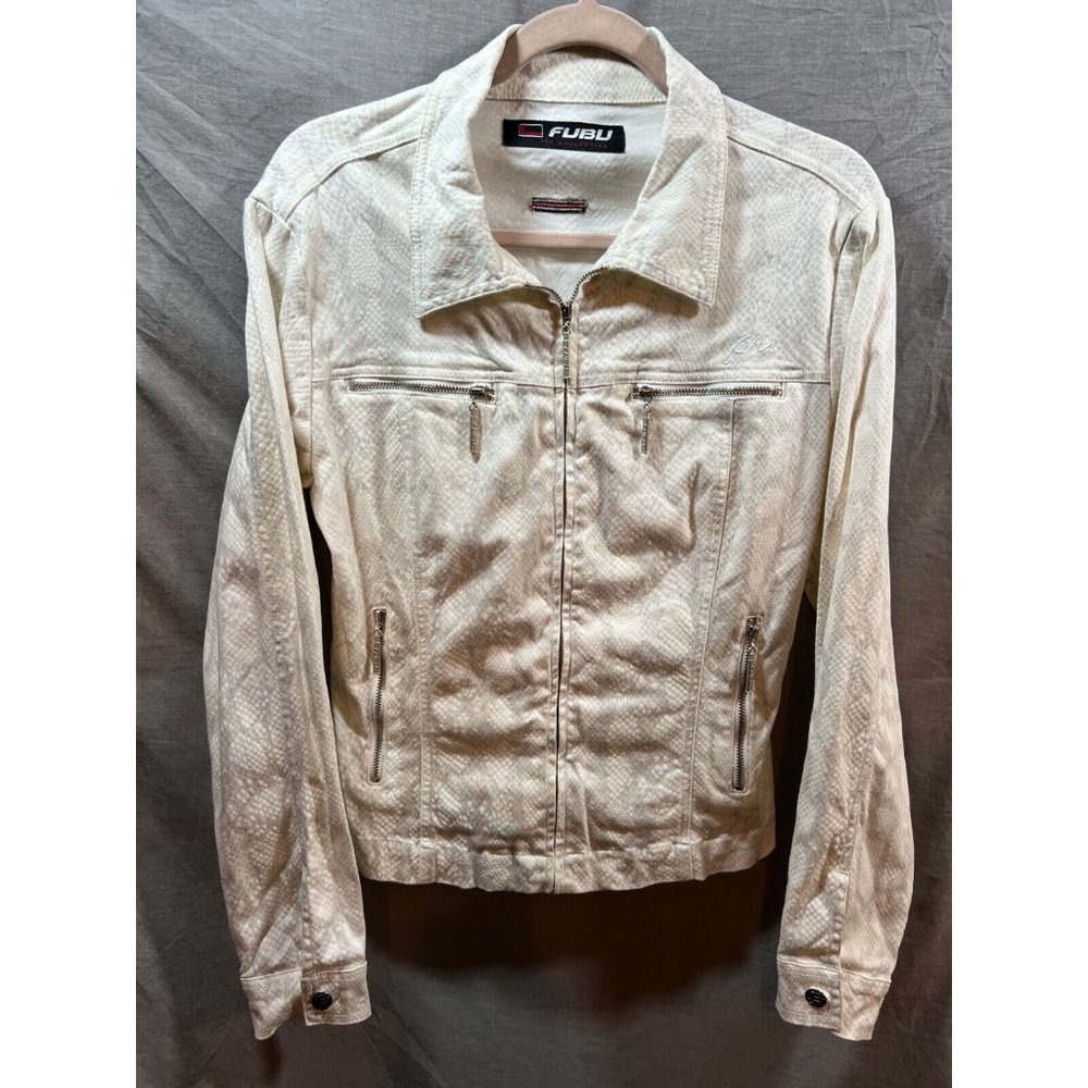 FUBU Jacket Womens White Full Zip Long Sleeve Casual Ladies‎